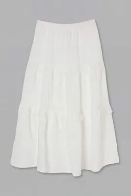 Drop by TrendyolMilla Beyaz Modal Beli Lastikli Dantel Detaylı Uzun Etek TDRSS26ET00064