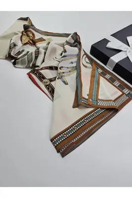 tomrisboutique Lüks Vual İpek Şal Hijab Fular Scarf Shawl Desenli 70 x 180 CM