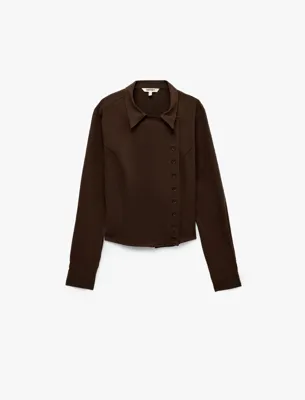 Koton Regular Fit Uzun Kollu Yan Düğmeli Gabardin Gömlek