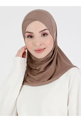 ec ecardin Hanfendy Atletik Çapraz Spor Hijab Bone - Koyu Vizon - ( ST044 ) , ( ID 7804409 )