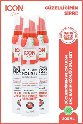 ICON Care ICON SAÇ BAKIM KÖPÜĞÜ MILK PROTEIN & RASPBERRY 3'LÜ SET