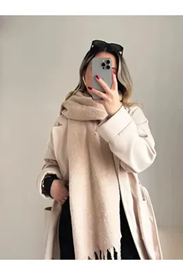 LEROSY CO. Yumuşak Dokulu Pinterest Atkı Bej