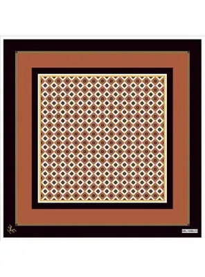 19v69 ITALIA Geometrik Desen Black Seri Twill Eşarp Askısı ile Birlikte 90x90 cm KİREMİT-SİYAH