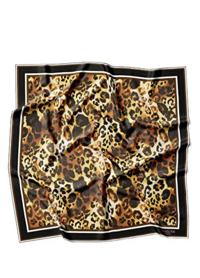 Braelyn London Leopard Noir Twill Desenli İpek Kadın Eşarp 