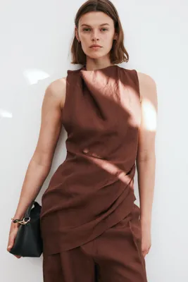 H&M Keten Karışımlı Asimetrik Üst