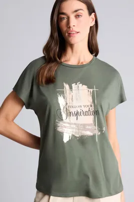 Defacto Kadın T-shirt H1392AX/KH444 DARK KHAKI