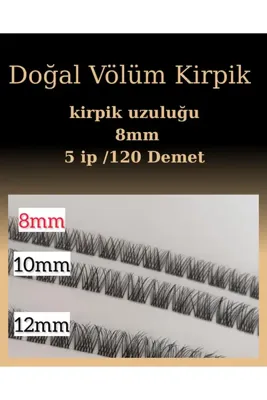 Genel Markalar Doğal Volume İpli Kirpik 5 ip 8mm 120 Demet