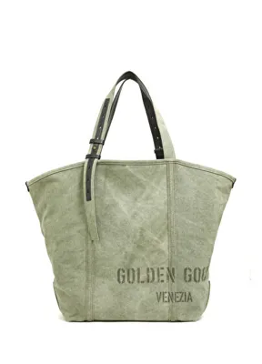 Golden Goose Koyu Yeşil Logo Baskılı Alışveriş Çantası