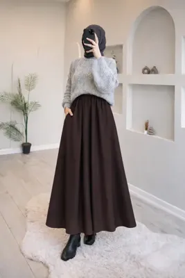Nirva Butik Tesettür Acı Kahve Etek