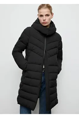 MANGO Woman Kapüşonlu midi kapitone anorak