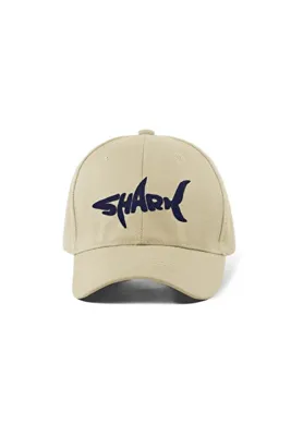 QUATEX Shark Nakışlı Şapka – Krem %100 Pamuk Gabardin Unisex Model