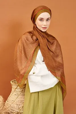 Silk Home Riva Şal Tencel Güpür Desen Taba