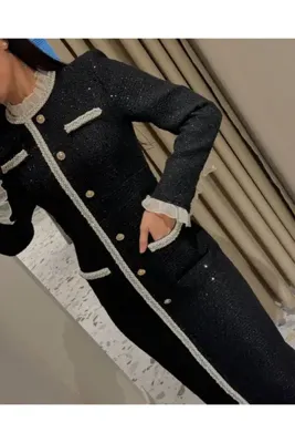 NEW İMPERİAL Kadın ithal tüvit kumaş taşve ince işleme cep özel tasarım elbise
