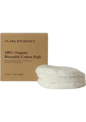 Clara Hygienics Reusable 100% Organic Cotton Cleansing Pads (3 Pieces In 1) Makyaj Temizleme Pamuğu