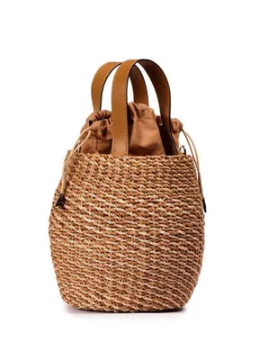 Bago Cora Raffia Bucket Bag Tan Abaka Kova Kadın Çanta