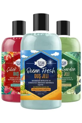 Özcan Bey Çilek Tutkusu, Ocean Fresh, Doğal Zeytinyağlı Kokulu Nemlendirici Duş Jeli Avantaj Seti 500 ml X 3
