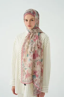 cs camellia scarf Tokyo Soft Pamuk Şal - Pudra