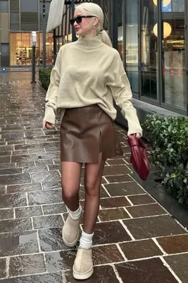 Madmext Mad Girls Bej Balıkçı Yaka Kazak Mg1252
