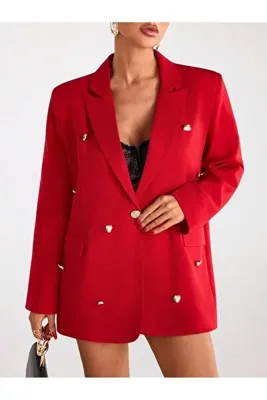 ELTİ KALP DETAYLI KIRMIZI BLAZER CEKET