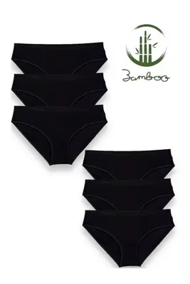 FORMO 6'lı Kadın Siyah Bambu Yüksek Kalite Esnek Yumuşak Bikini Külot