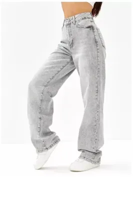 komera Kadın gri renk baggy 3449-s7 jean pantolon