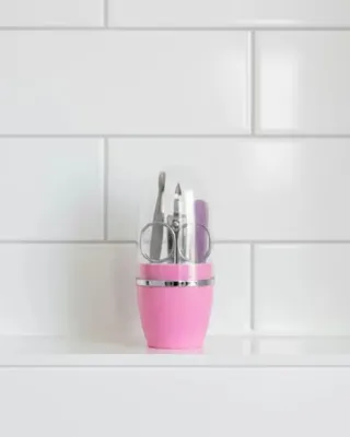 renklime Tırnak Bakım Manikür Pedikür Seti 4 Parça Pembe Kompakt Taşınabilir Tasarım