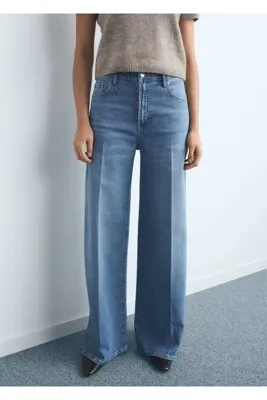 MANGO Woman Yüksek belli Wideleg jean