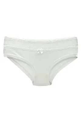HNX Beyaz Pamuklu Bel Dantel Yarım Boxer Hipster Kadın Külot