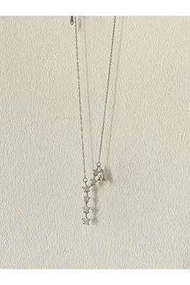 bijoux uniques Kayan Yıldız A Harfli Çelik Kolye
