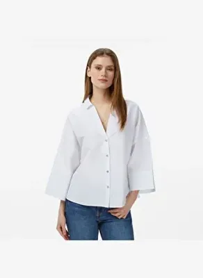 Nautica Kadın Beyaz Regular Fit Kısa Kollu Gömlek