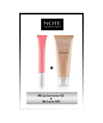 Note Cosmetics Bb Lip Corrector Dudak Parlatıcısı 02 Pembe & Bb Cream 500 Doğal Kapatıcı Spf 15 Bb Krem Makyaj Seti