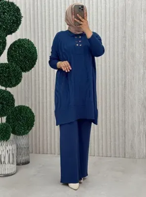 MODANURSEDA İndigo Pantolon Takım - İndigo - MODANURSEDA