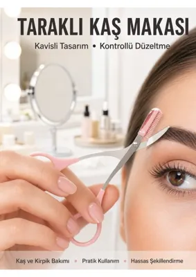 Astraltech If Kavisli Kaş Kirpik Düzeltici Bıyık Alma Taraklı Kaş Makası Yüz Bakım Seti Makas