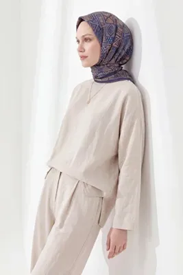 Silk Home Soft Eşarp Geometrik Koyu Mor