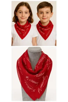 Eva Rose Kırmızı Ay Yıldız Türk Bayrağı Temalı Pamuk Kumaş Fular - Bandana - 23 Nisan, 29 Ekim, 19 Mayıs