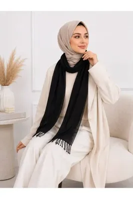 Sfg Life Moda Kadın Triko Uzun Saçaklı Püsküllü Kışlık Atkı