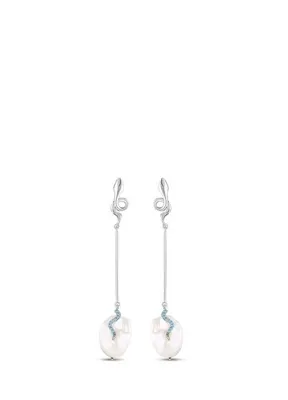 Braelyn London Ocean Serpent 925 Ayar Gümüş Üzeri Rhodium Kaplama Baroque İnci Kadın Küpe 