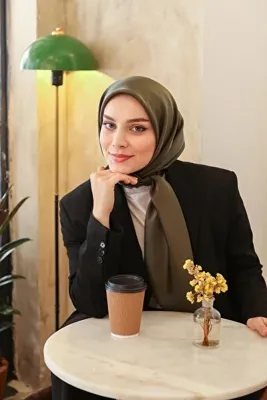 MİRAY Düz Renk Eşarp - Kristal-haki-2