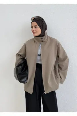 MODA AKSA 7762 POLEVİSKON FERMUARLI DÜĞMELİ CEKET VİZON