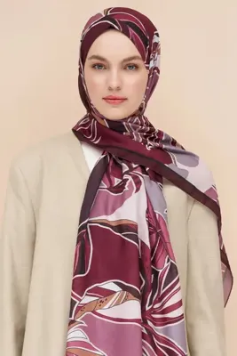 Madame Polo Fern Desen İtalyan İpeği Şal - Bordo