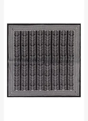Silk and Cashmere Siyah Beyaz Laila Saf İpek Küçük Kare Eşarp 53x53 cm