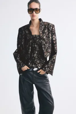H&M Omuzları Vatkalı Brokar Ceket