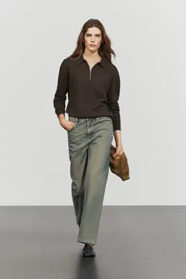 Massimo Dutti Yünlü fermuarlı triko kazak
