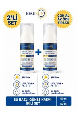 Begisun Advanced Sun Protection SPF 50+ Su Bazlı Güneş Kremi İkili Set 50 ml + 50 ml