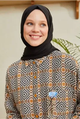 Mides scarf Tesettür Pamuk Kraş Cazz Şal Modeli-siyah
