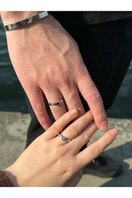 Harlofia Jewelry Ayarlanabilir Angel Çift Yüzükleri