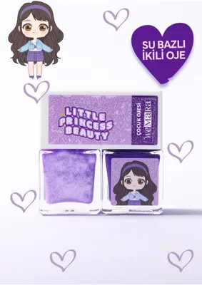 Wemara Lıttle Prıncess Su Bazlı Mor Oje & Glıtterlı Oje Mor Set 2 lı (2*8 ml)