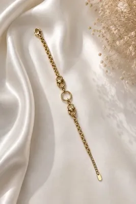 Genel Markalar Lumière d’Asel Élise Gold Renk Kalın Zincir Halka Detaylı Kadın Bileklik