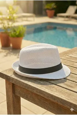Belifanti Collection Premium Beyaz Hasır Fötr Şapka Unisex Michael Jackson Model