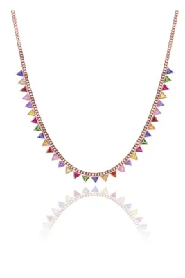 Söğütlü Silver Gümüş Rose Renkli Taşlı Gurmet Zincirli Piramit Kolye Sgtl10491rose